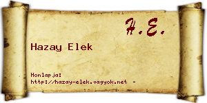 Hazay Elek névjegykártya
